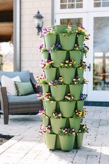  7 Tier GreenStalk Leaf Vertical Planter | Evergreen (Basket Weave Texture) 