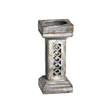  Trellis Small Candleholder in Distressed Silver 9" - Mela Artisans