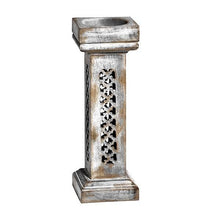  Trellis Medium Candleholder in Distressed Silver 12" - Mela Artisans