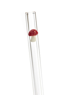  Mushroom Glass Straw with cleaning brush - DrinkingStraws.Glass LLC