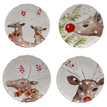  White Dessert Plates set of 4 - Deer Friends