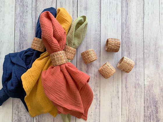 Rattan Napkin Rings, set of four - Dot and Army