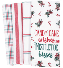  Candy Cane & Mistletoe - Kitchen Towel Set of 4 - KAF Home